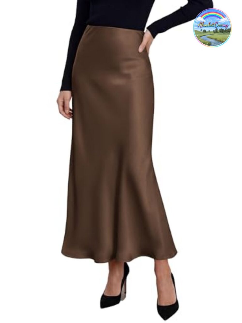 Silk Satin Maxi Skirt High Waisted Mermaid A-Line Fall